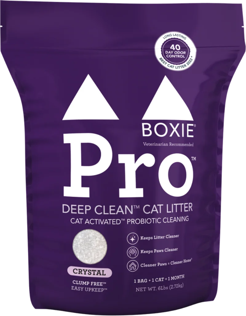 Boxie self-cleaning probiotic crystal litter, purple BoxiePro Deep Clean crystal pack